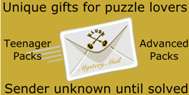 Mystery Mail advertisement: unique gifts for puzzle lovers