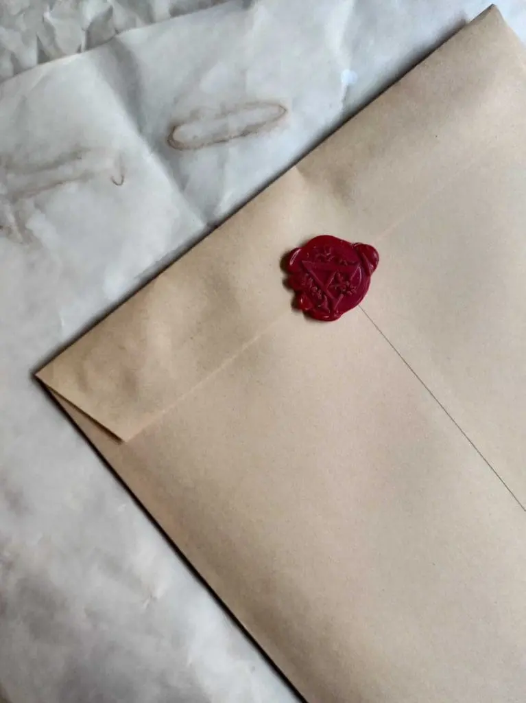 Envelope sealed with red wax