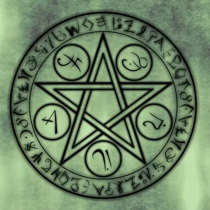 Pentagram symbol cipher wheel