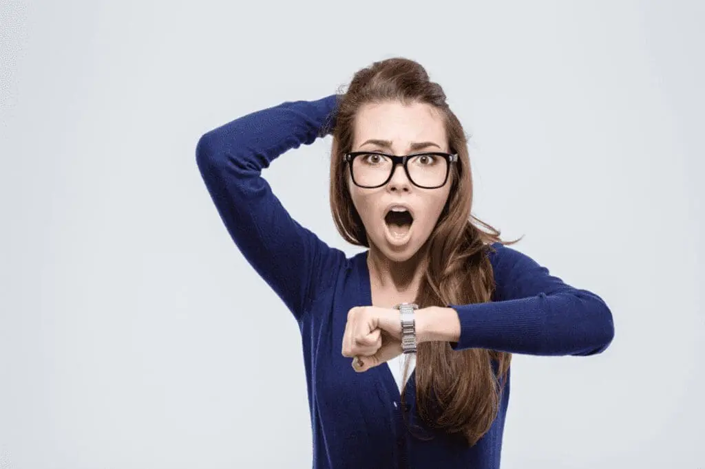 Meme competition example: woman checking her watch