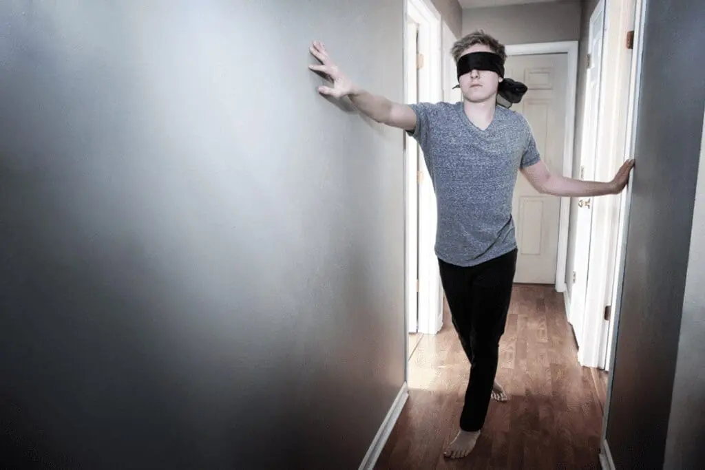 Meme competition example: player peering around a doorway