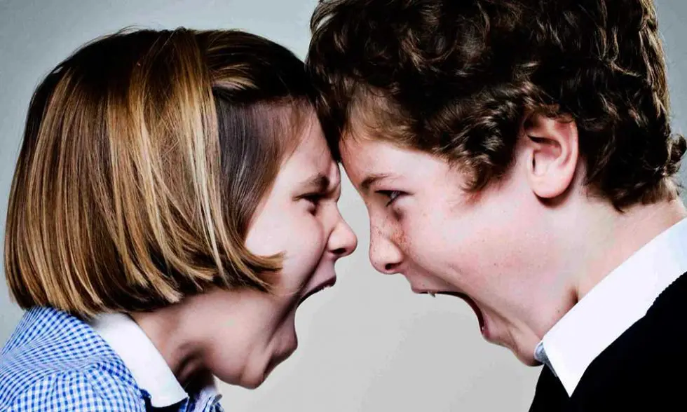 Two people arguing face to face
