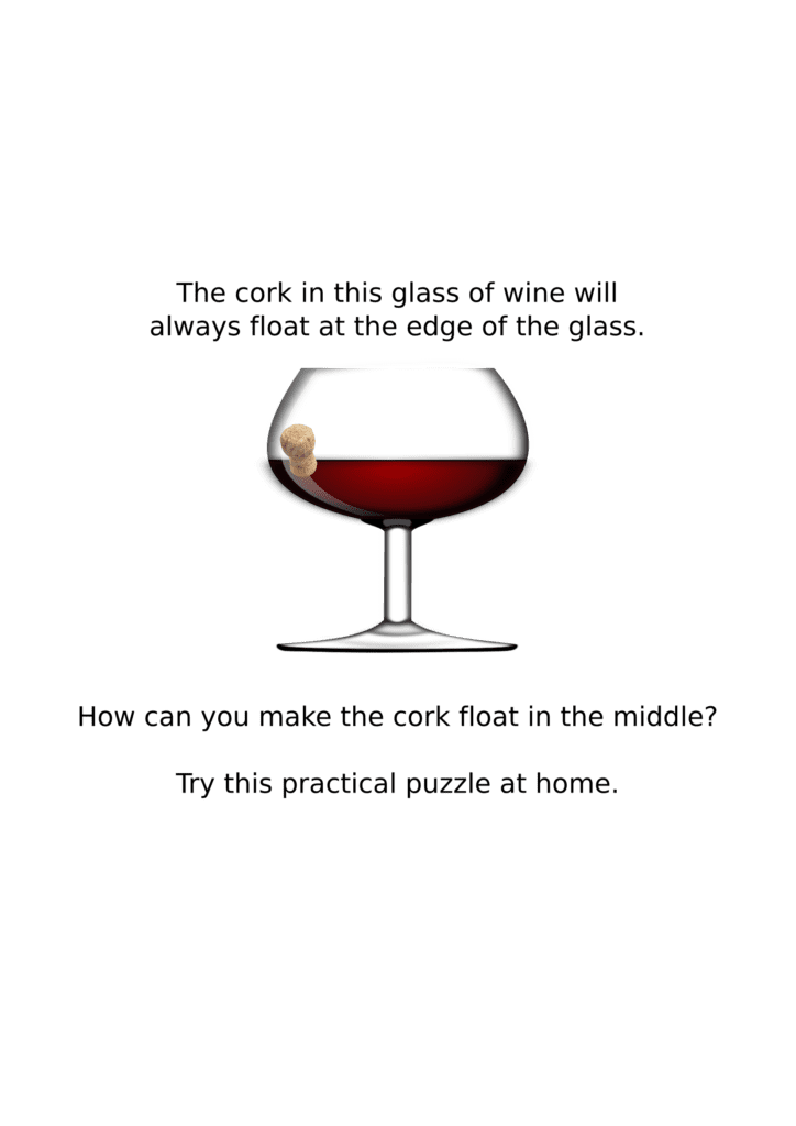 Cork in a glass puzzle