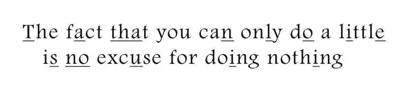 Sentence with some letters underlined to hide a Baconian cipher