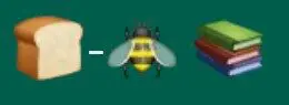 Picture rebus: bread, a bee and a stack of books