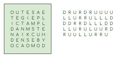 Route cipher grids following a winding path