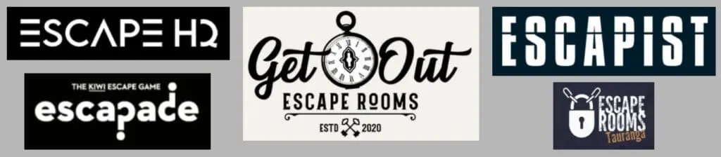 Logos of New Zealand escape room venues