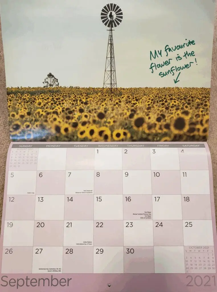 Calendar with the alphabet offset by a keyword