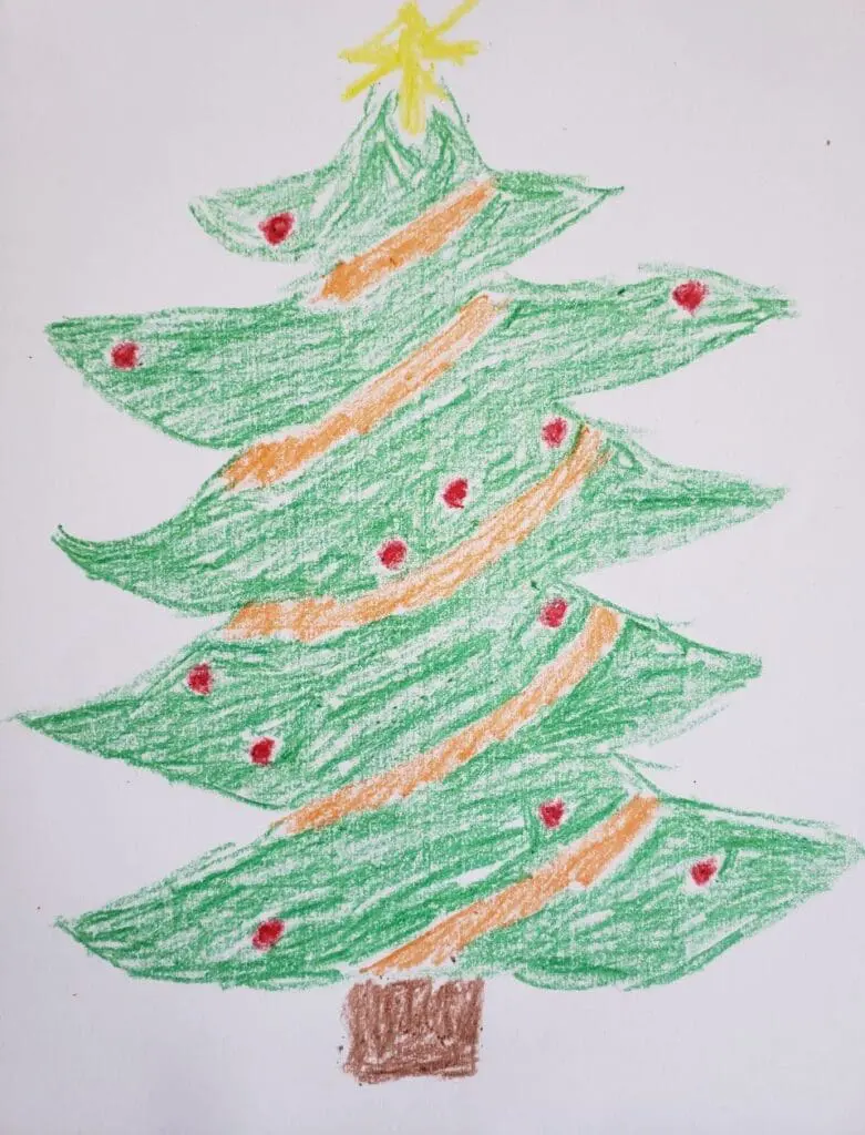 Christmas tree decorated with dots hiding a message
