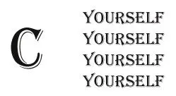 Rebus puzzle: the letter C beside YOURSELF written four times